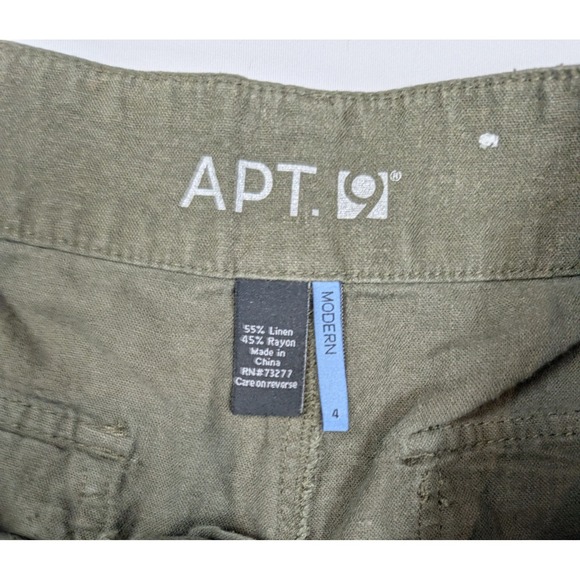 Apt. 9 Modern Army Green Linen Rayon Blend Shorts Women's Size 4 - Picture 3 of 4